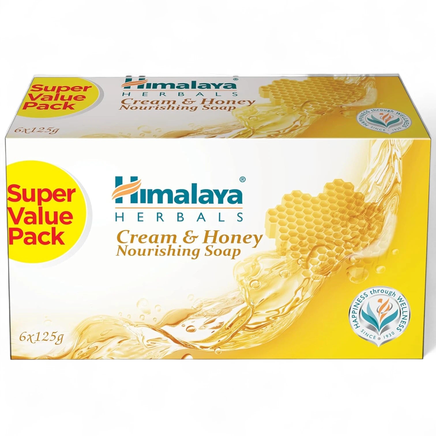 Himalaya Cream & Honey Nourishing Soap – 125g x 6 | For Normal to Dry Skin | Moisturizing Face & Body Bar - Damoo
