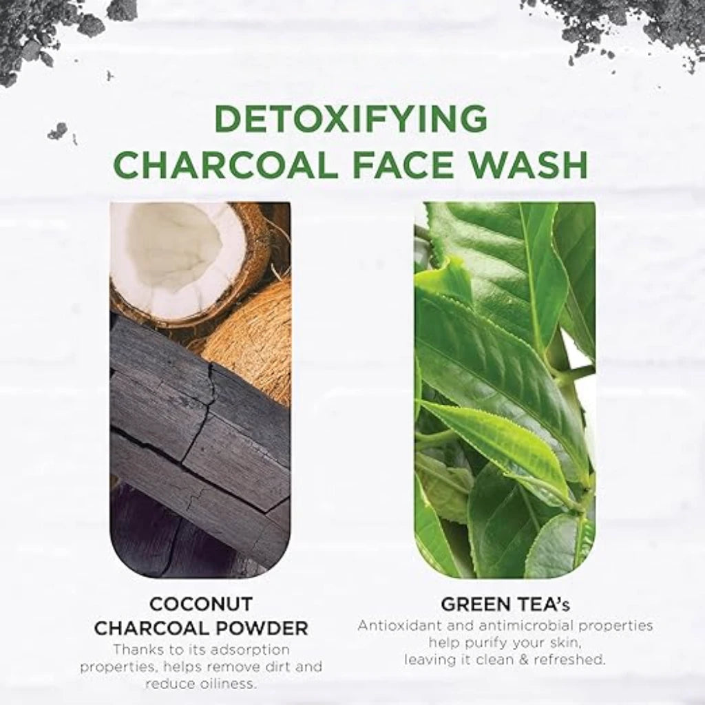 Himalaya Detoxifying Charcoal Face Wash & Mask – 150ml | Deep Pore Cleansing with Activated Charcoal, Coconut & Green Tea | Oil Control & Skin Detox | Paraben-Free - Damoo