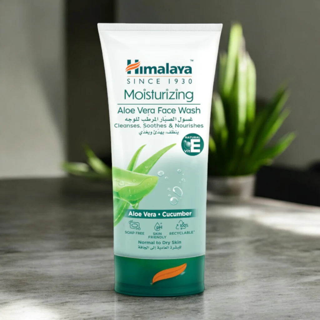 Himalaya Moisturizing Aloe Vera Face Wash 150ml – Gentle Soap-Free Cleanser for Normal to Dry Skin - Damoo