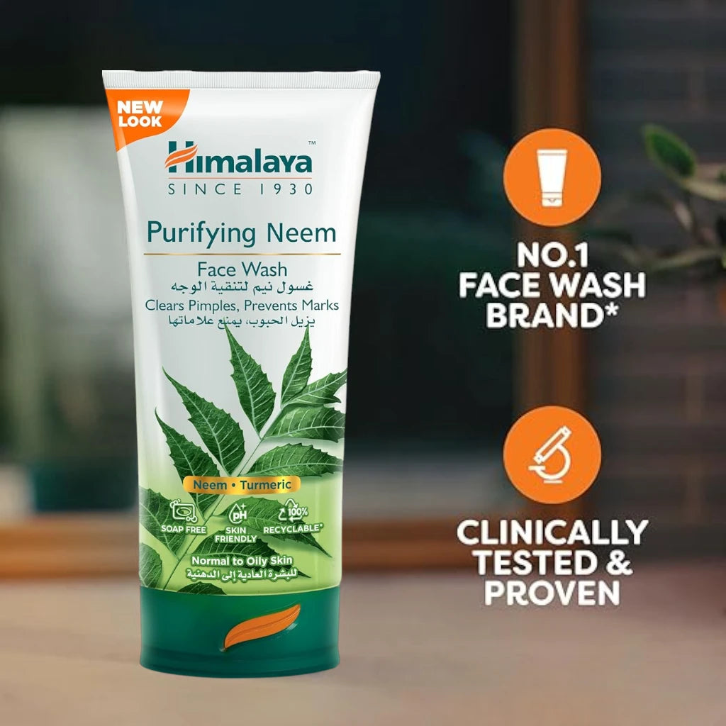 Himalaya Purifying Neem Face Wash – 150ml - Fights Pimples, Controls Oil & Prevents Marks - Herbal Face Cleanser for Clear, Healthy Skin - Damoo