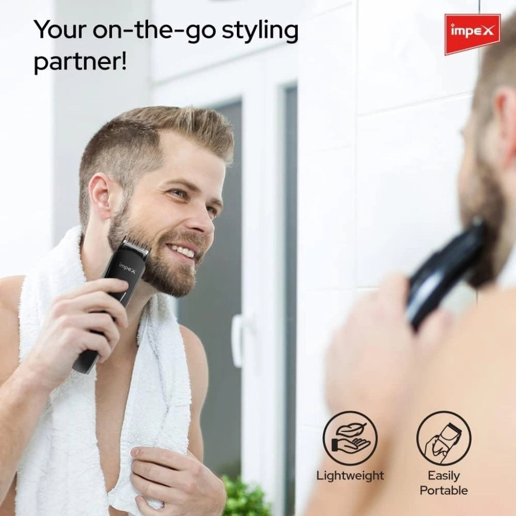 Impex 10-in-1 Multi Grooming Kit – Professional Cordless Trimmer for Men with Nose, Beard, Hair, Body & Precision Trimming – Fast Charging, Stainless Steel Blades, Black - GK 402 - Damoo
