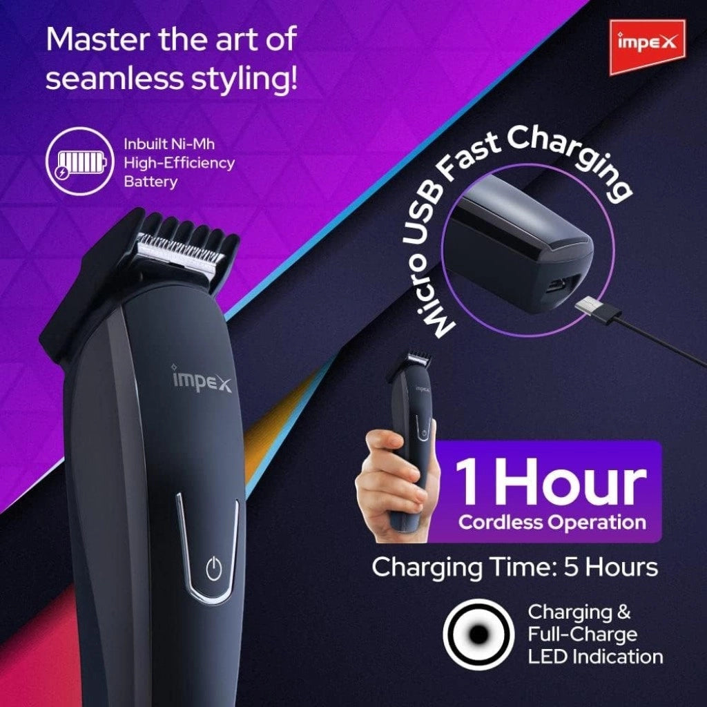 Impex 10-in-1 Multi Grooming Kit – Professional Cordless Trimmer for Men with Nose, Beard, Hair, Body & Precision Trimming – Fast Charging, Stainless Steel Blades, Black - GK 402 - Damoo