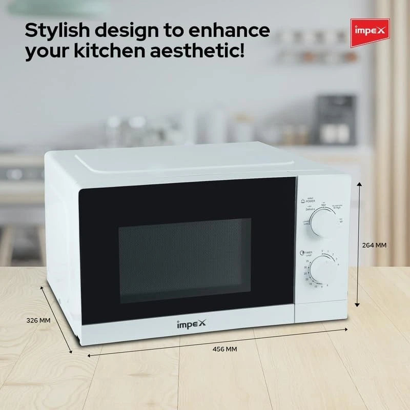 Impex 20L Microwave Oven – 700W Power, 5 Power Levels, Energy Efficient, Timer Function, Durable Build - MO 8101A - Damoo
