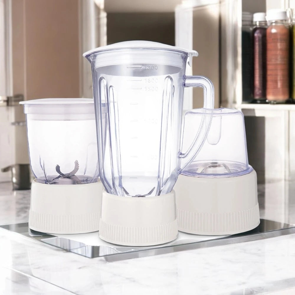Impex 4-in-1 Food Processor – 650W Powerful Motor, 1.5L Blender Jar, Mixer Jars, Stainless Steel Blades, Overheat Protection – White - JB 414C - Damoo