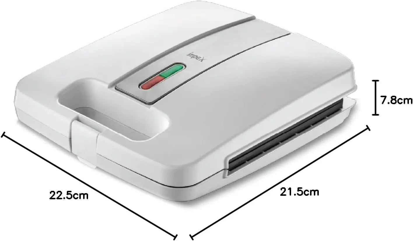 Impex 4-Slice Sandwich Maker – 1400W, Cool-Touch Housing, Non-Stick Plates, Power & Ready Lights, Upright Storage, Skid-Resistant Feet – White - SW 3603 - Damoo