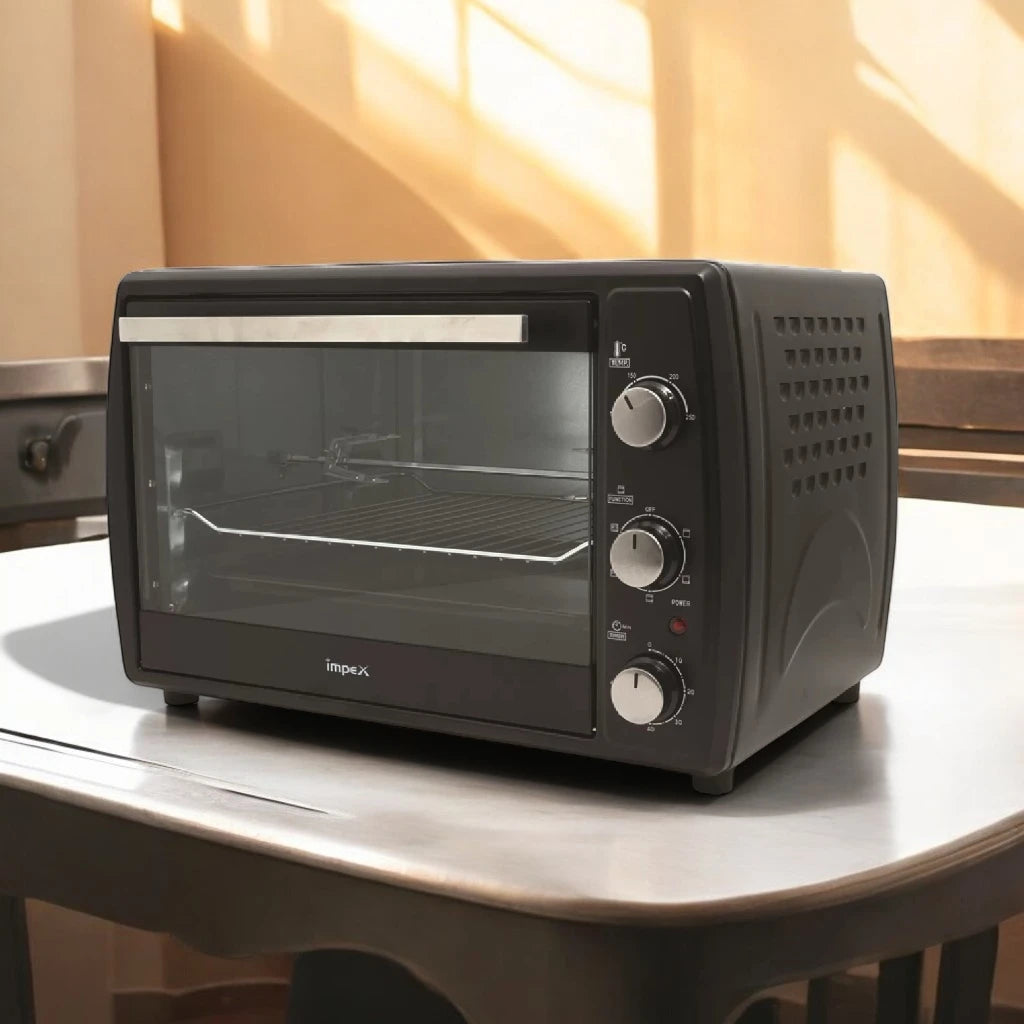Impex 45L Electric Oven Toaster Griller with Convection, Rotisserie, 6 Heating Modes, 1800W Power, Adjustable Temperature & Timer – OV 2902 – Black - Damoo