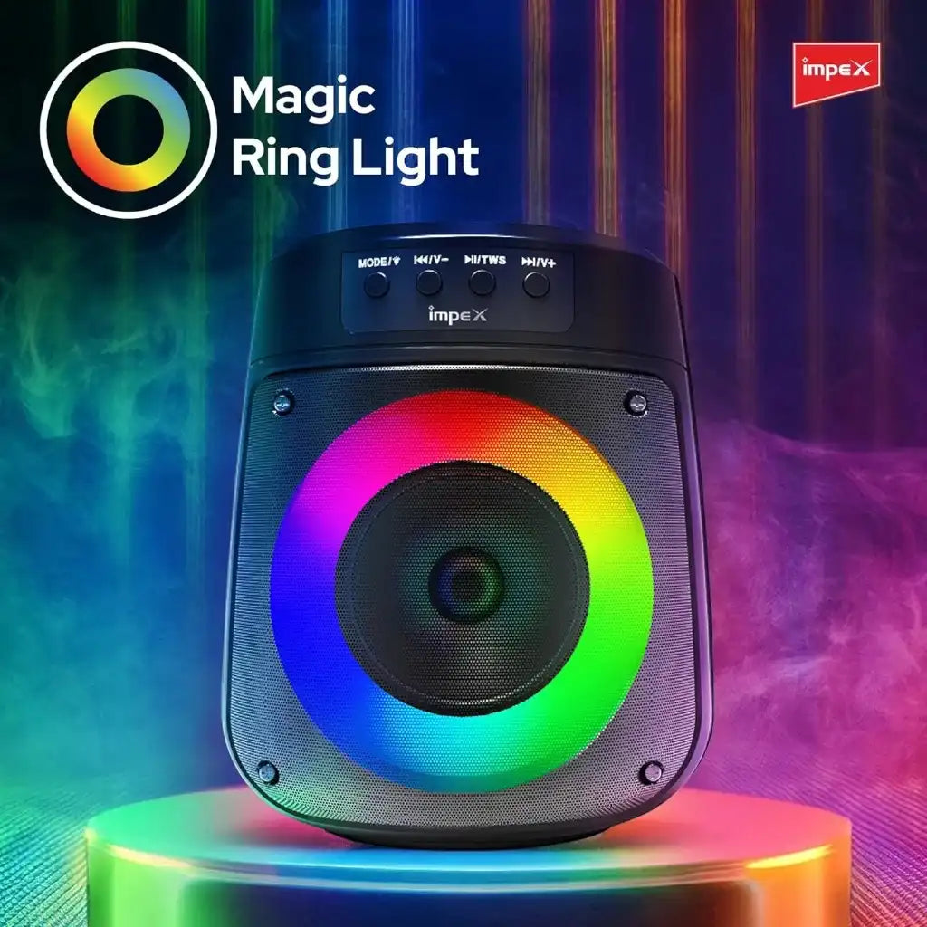 Impex 500W Bluetooth Speaker with Mic & RGB Light – 4" Wireless Portable Speaker | 1200mAh Battery, USB/SD/AUX/FM/TWS | Type-C Charging – TS 1106 Black - Damoo
