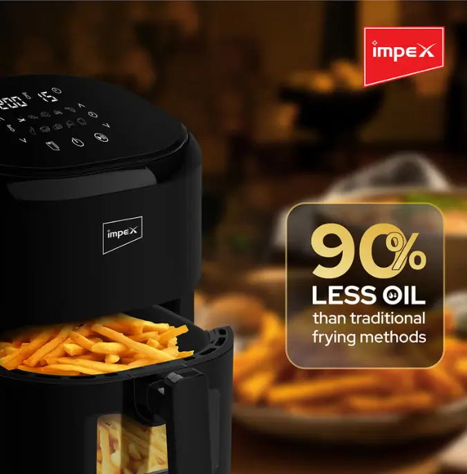 Impex AF 4307 Air Fryer – 4.5L Capacity, 1200W Power, Adjustable Temperature Control, Auto Shut-Off, Non-Stick Basket – Black - Damoo