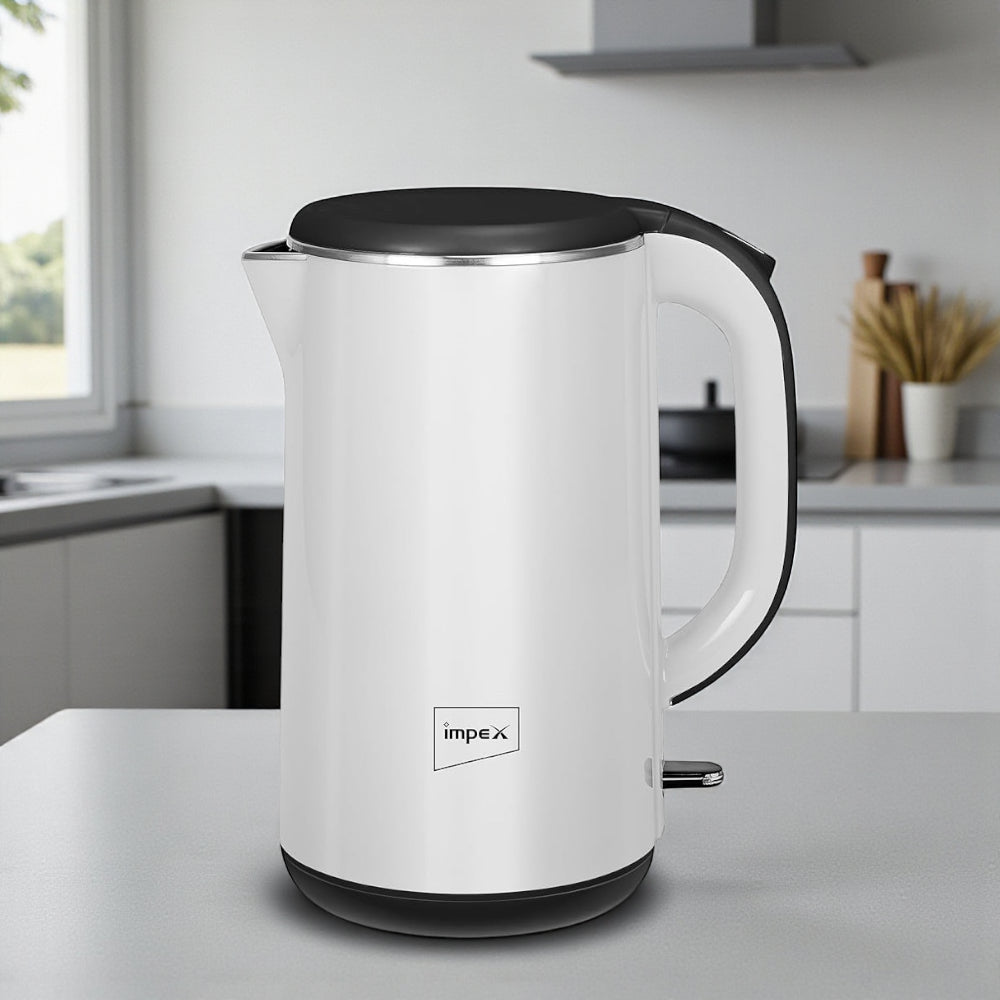 Impex 2.0L Double Layer Electric Kettle (Steamer 2002) – 1500W 304 Stainless Steel Kettle with Seamless Inner Body, FADA Double Controller, 360° Cordless Base, Auto Shut-Off & Indicator Light – Blue - Damoo