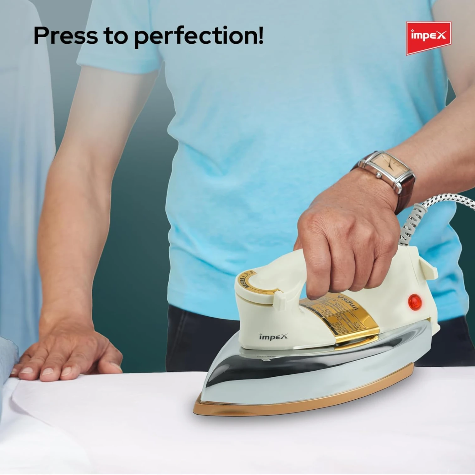 Impex Heavy Duty 1200W Dry Iron with Ceramic Coated Non-Stick Soleplate IB 211, Automatic Thermostat, Shockproof Body & 6 Heat Settings – Durable & Reliable Iron Box for Everyday Use - Damoo