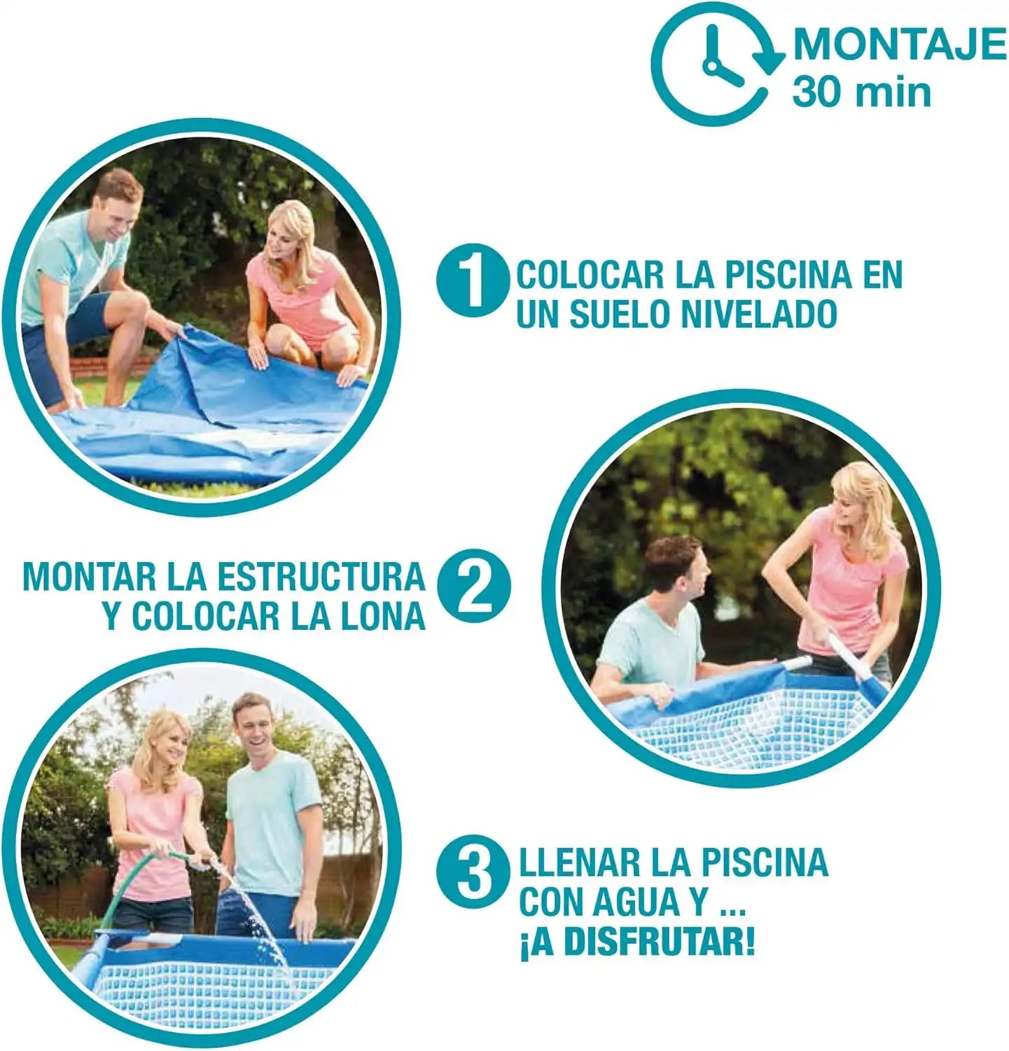 INTEX Above Ground Pool 244 x 51 cm Metal Frame Above Ground Pool โ Durable Steel Structure with T-Joint Assembly, 3-Ply Liner, 1830L Water Capacity, Ages 6+, Easy Setup in 30 Minutes - Damoo