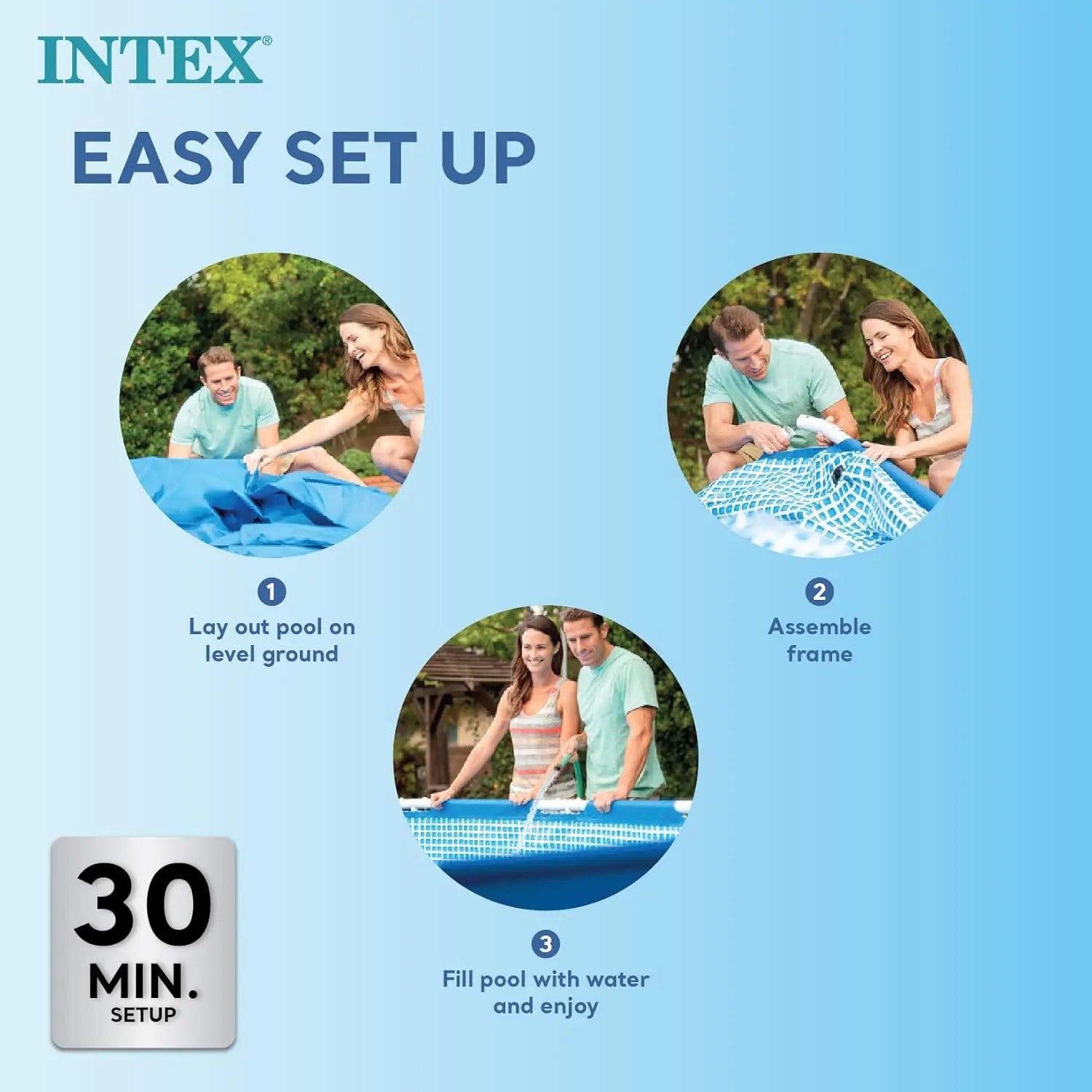 INTEX Above Ground Pool 3 x 2 m Metal Frame Rectangular β 75 cm Deep Family Swimming Pool with Rust-Resistant Frame, 800L Capacity, Heavy-Duty PVC, Ages 6+ - Damoo