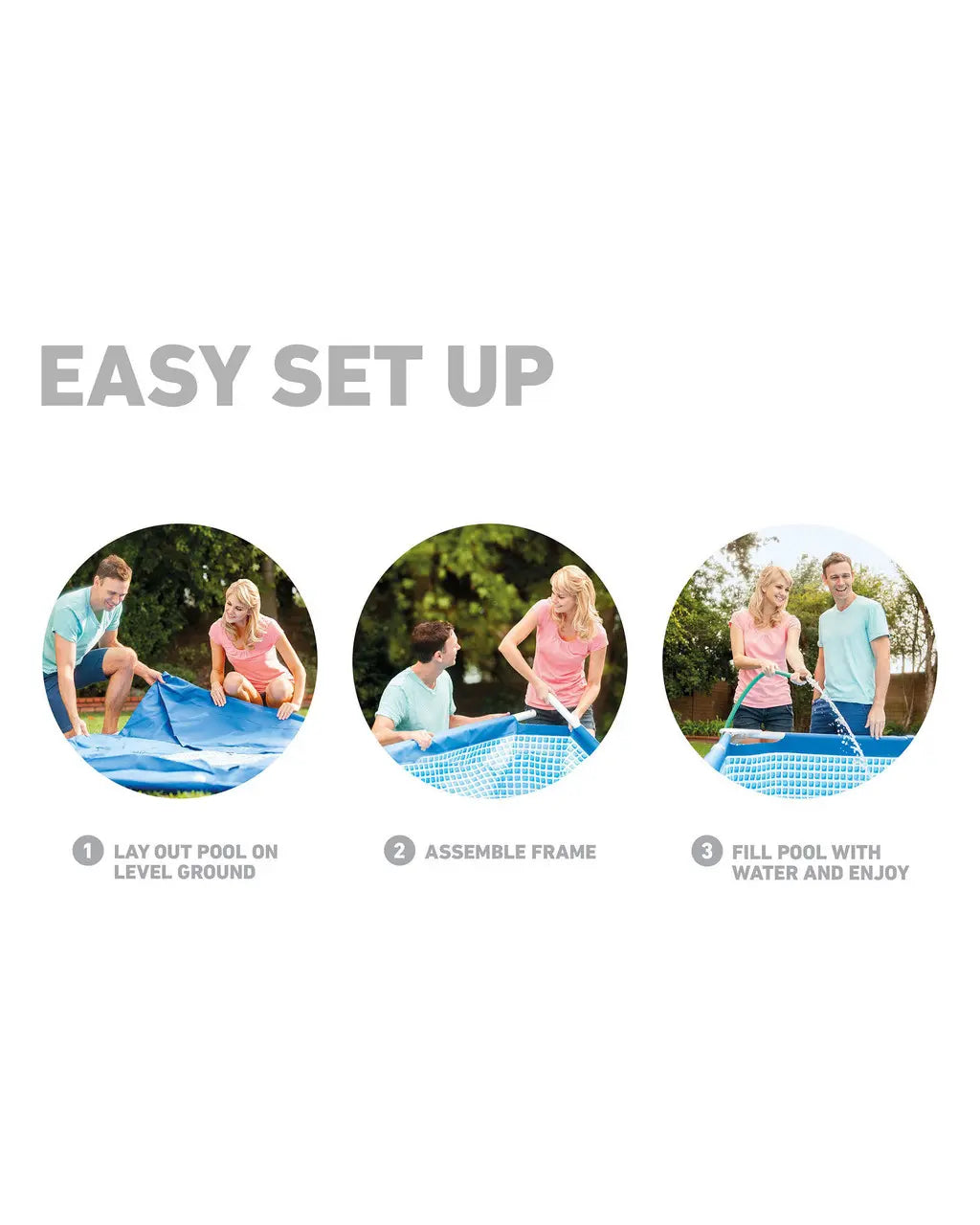 INTEX Above Ground Pool 3 x 2 m Metal Frame Rectangular β 75 cm Deep Family Swimming Pool with Rust-Resistant Frame, 800L Capacity, Heavy-Duty PVC, Ages 6+ - Damoo