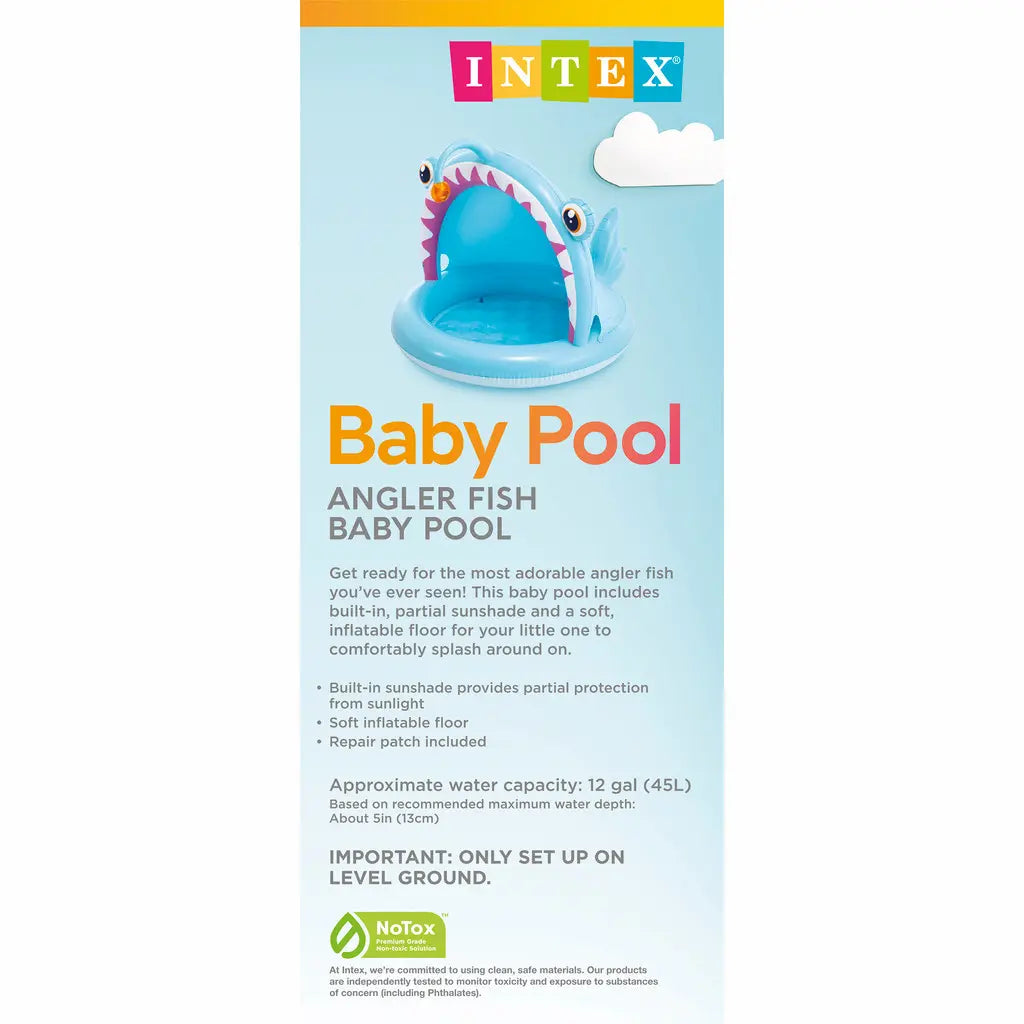 INTEX Angler Fish Baby Pool with Sunshade – Inflatable Toddler Pool 127 x 102 x 86 cm (Age 1–3) - Damoo