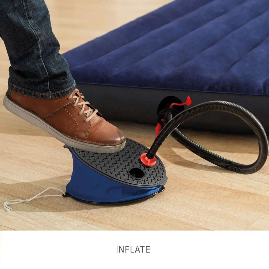 INTEX Bellows Foot Pump – 11 & 12 Inch Manual Inflator with 3 Nozzles, High-Volume Air Flow for Air Mattresses, Floats & Inflatables, Compact & Portable Design - Damoo