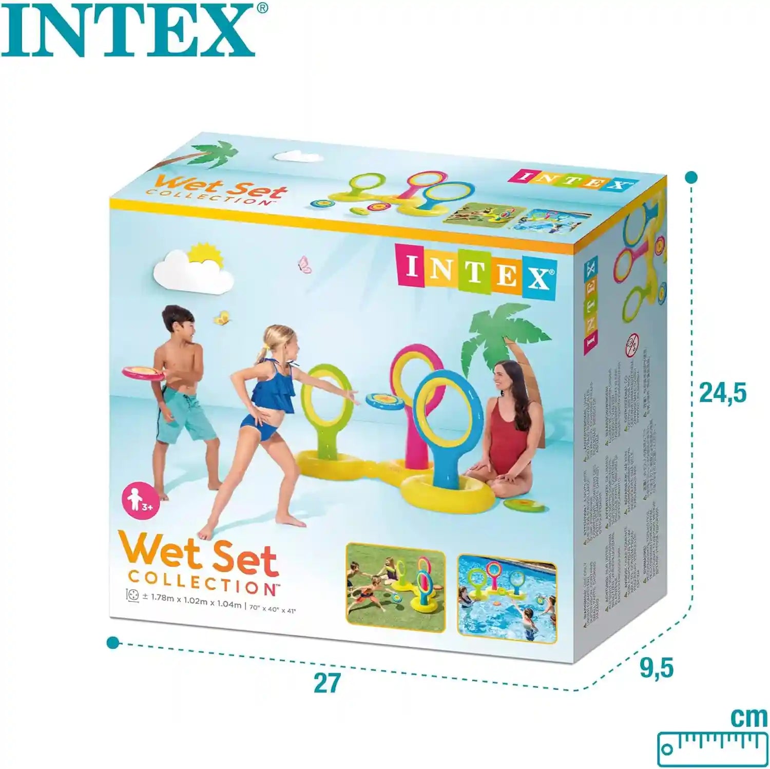 INTEX Inflatable Flying Disc Toss Game – Pool & Yard Toy for Kids Ages 3+ (178x102x104 cm) - Damoo