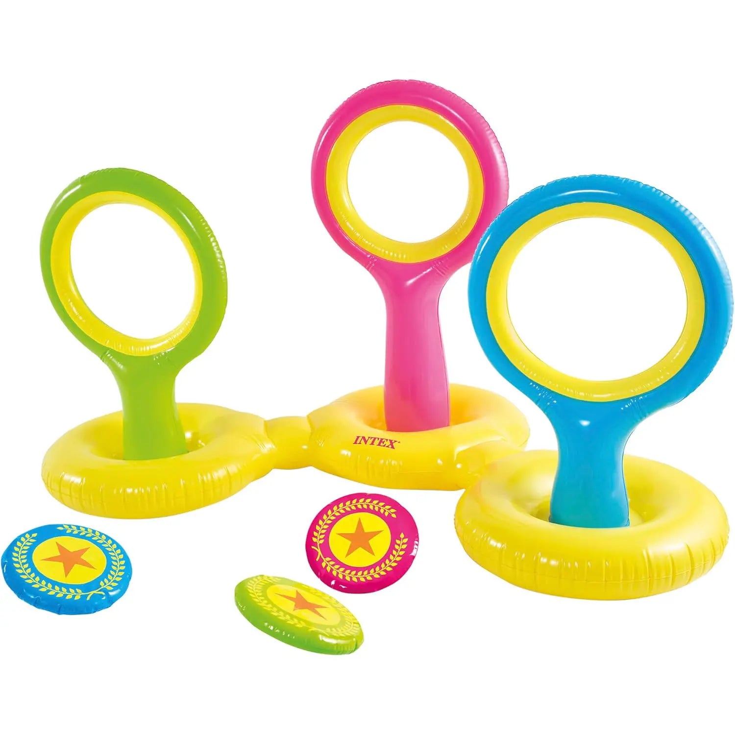 INTEX Inflatable Flying Disc Toss Game – Pool & Yard Toy for Kids Ages 3+ (178x102x104 cm) - Damoo