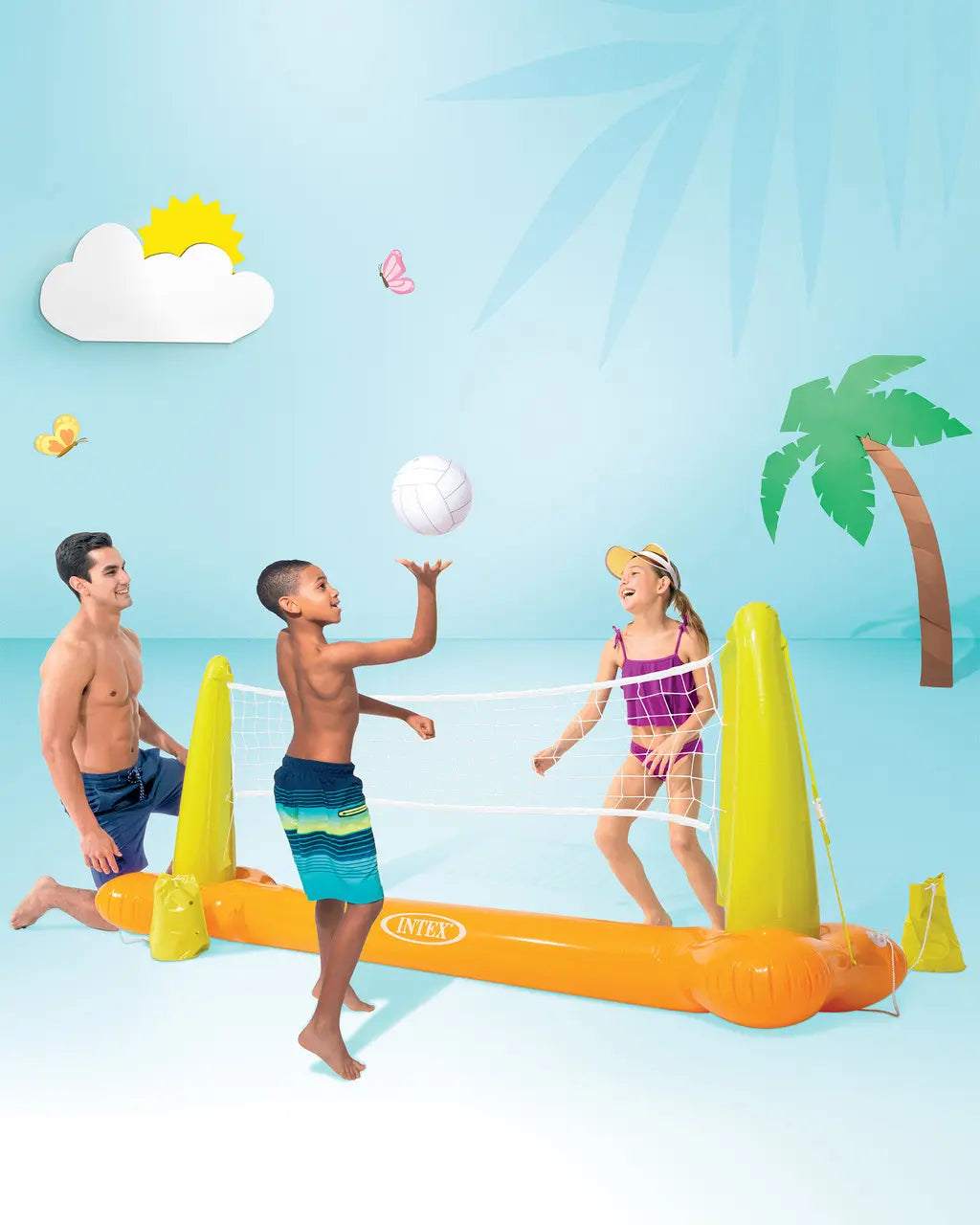 Intex Inflatable Pool Volleyball Net – Giant Floating Volleyball Game for Ultimate Summer Fun (239 × 64 × 91 cm) - Damoo