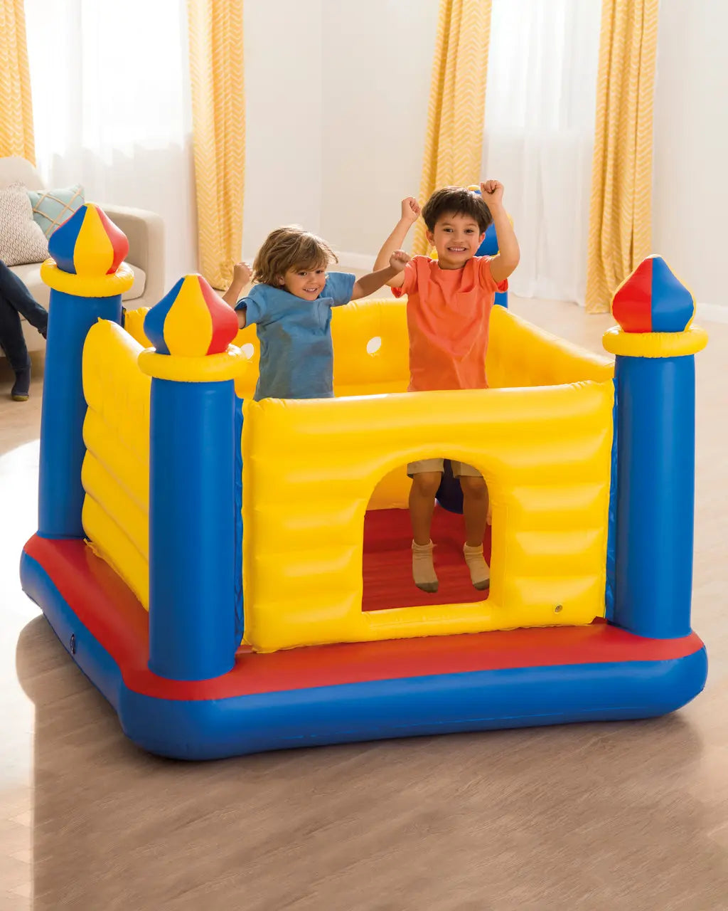Intex Jump-O-Lene Castle Bouncer – 175cm x 175cm x 135cm Inflatable Bounce House for Kids, Ages 3–6 - Damoo