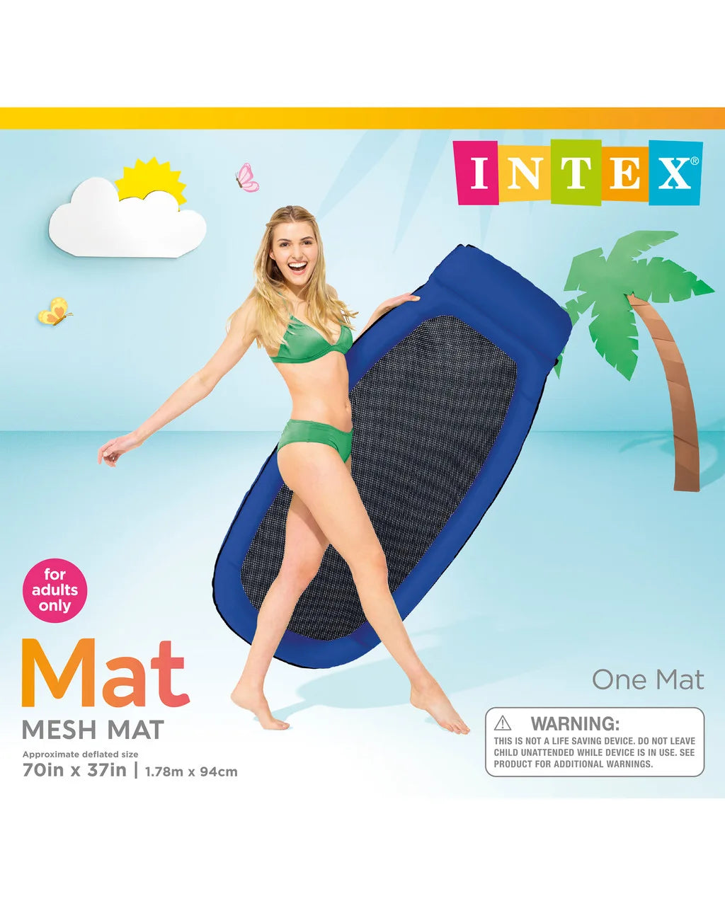 Intex Mesh Pool Lounge Float β Fabric-Wrapped Inflatable Ring with Cooling Mesh Center β Assorted Colors - Damoo