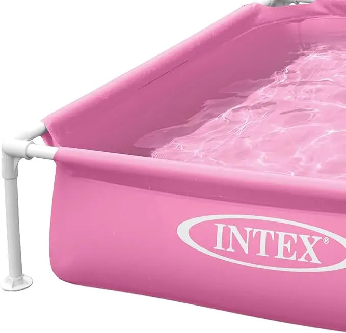 Intex Mini Frame Pool for Kids – 122cm x 122cm x 30cm, Compact Steel Frame Pool with Foam Edges & Repair Kit, Ages 3+ - Damoo