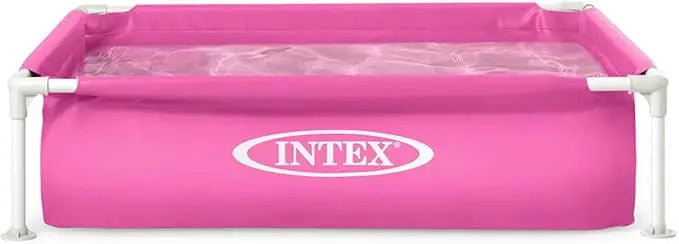 Intex Mini Frame Pool for Kids – 122cm x 122cm x 30cm, Compact Steel Frame Pool with Foam Edges & Repair Kit, Ages 3+ - Damoo