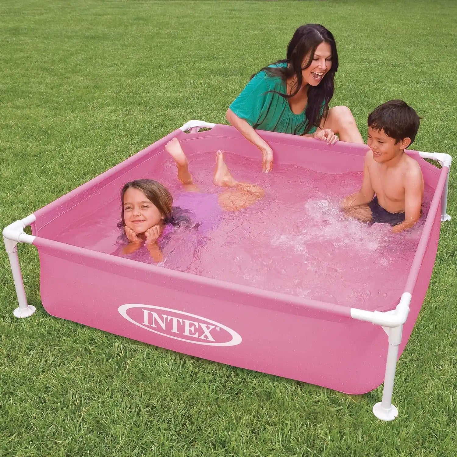 Intex Mini Frame Pool for Kids – 122cm x 122cm x 30cm, Compact Steel Frame Pool with Foam Edges & Repair Kit, Ages 3+ - Damoo