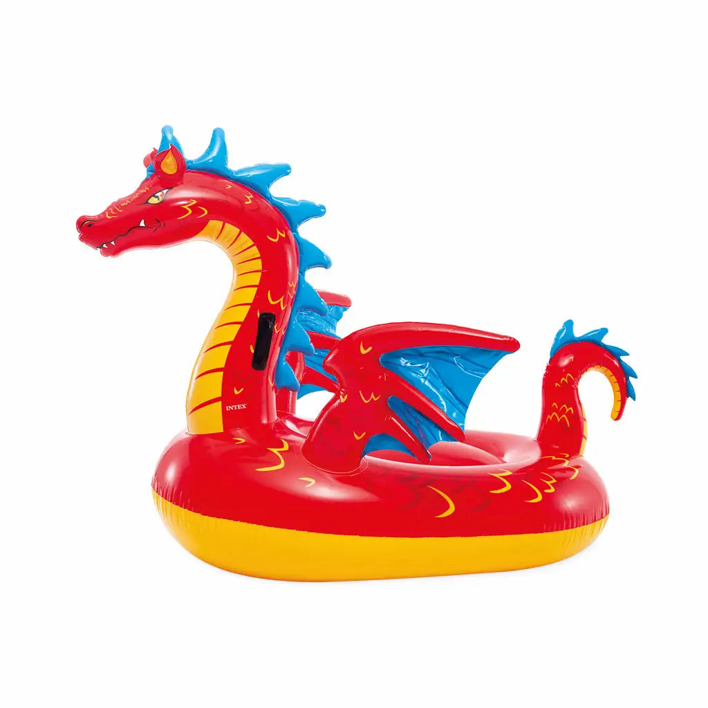 INTEX Mystical Dragon Ride-On Pool Float for Kids – Giant Inflatable Fantasy Water Toy with Handles & Dual Air Chambers, 198 x 173 cm, Durable Vinyl, For Pool, Lake or Beach Fun - Damoo