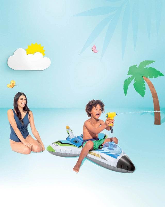 Intex Plane Ride-On Inflatable Pool Float with Built-In Water Gun β Airplane Pool Rider for Kids Ages 3+ β 117 cm Vinyl Float in Red or Blue - Damoo