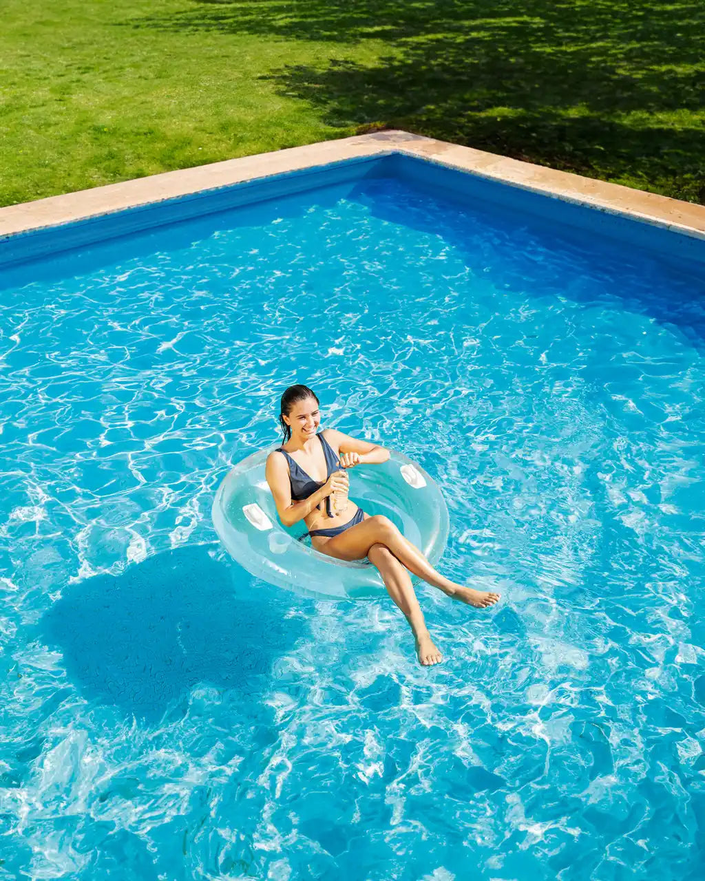 Intex Sit 'N Lounge™ Inflatable Pool Float – 47" Round Float with Cup Holder, Handles & Repair Patch – Pink or Blue - Damoo