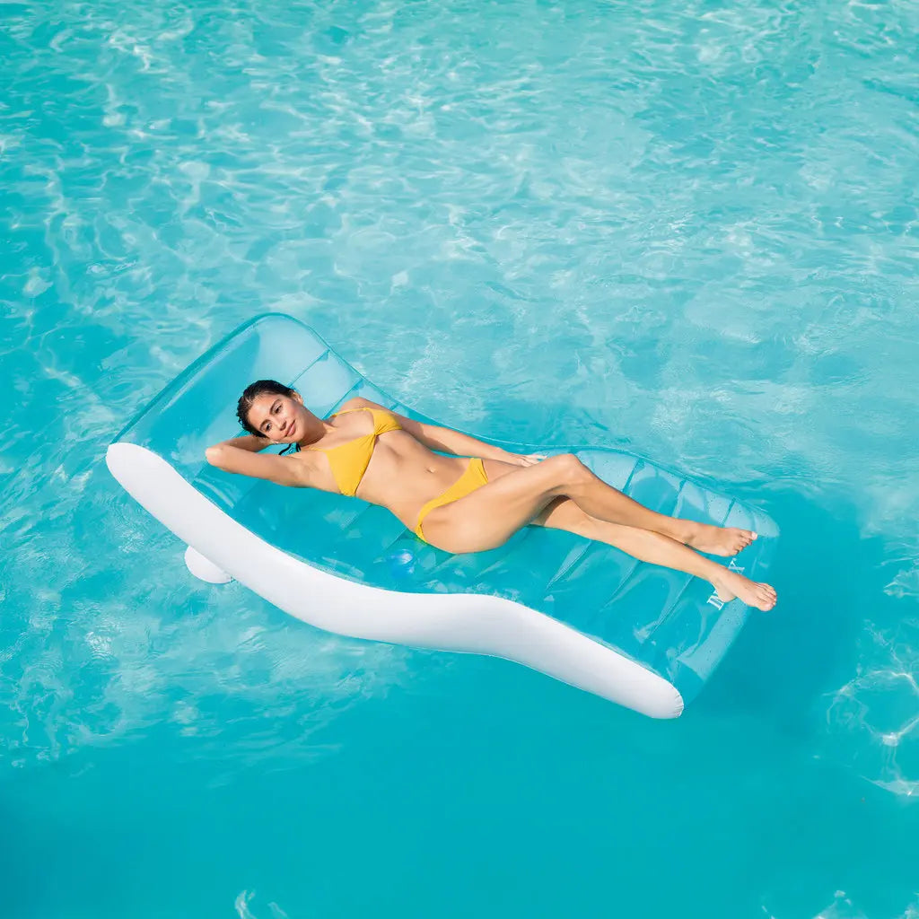 Intex Splash Lounge Inflatable Pool Float β Teal & White Lounge Chair with Backrest, Cup Holder & Handles, 191 x 99 cm, Stylish Adult Float with 100 kg Weight Capacity - Damoo