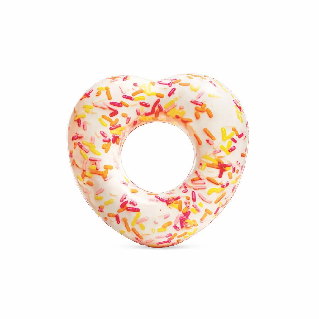 Intex Sprinkle Donut Heart Inflatable Pool Tube – Colorful Summer Float Ring | With Repair Patch | Fun Donut Design | Age 9+ - Damoo