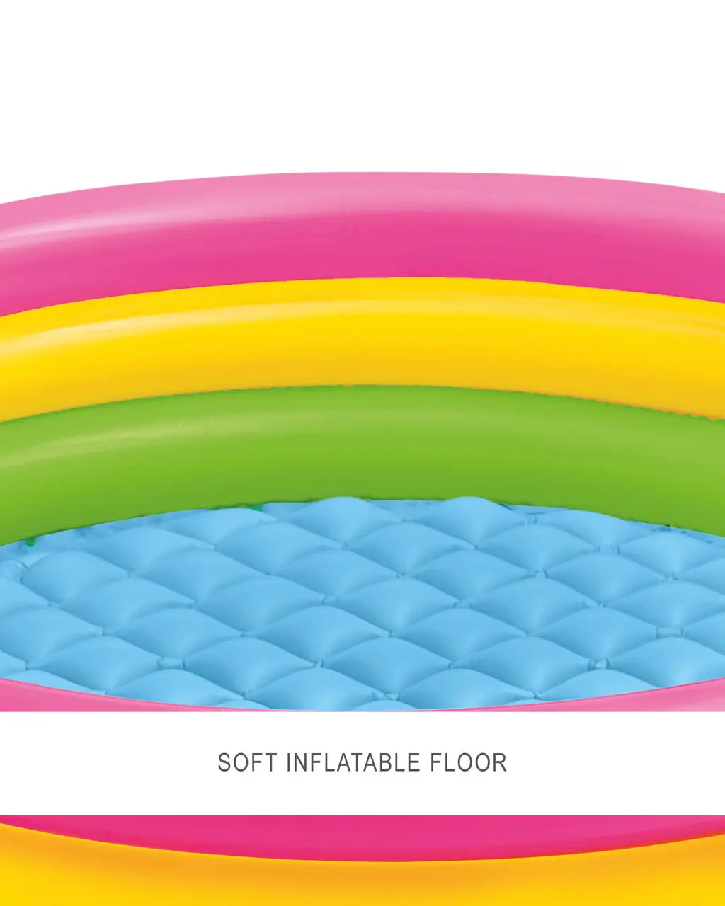 INTEX Sunset Glow Inflatable Kiddie Pool – 114 x 25 cm, Soft Floor, Colorful 3-Ring Baby Pool - Damoo