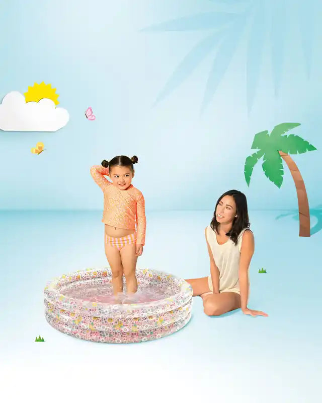 INTEX Sweet Blossom Baby Pool – Inflatable Kiddie Pool with Soft Floor (56L Capacity) - Damoo