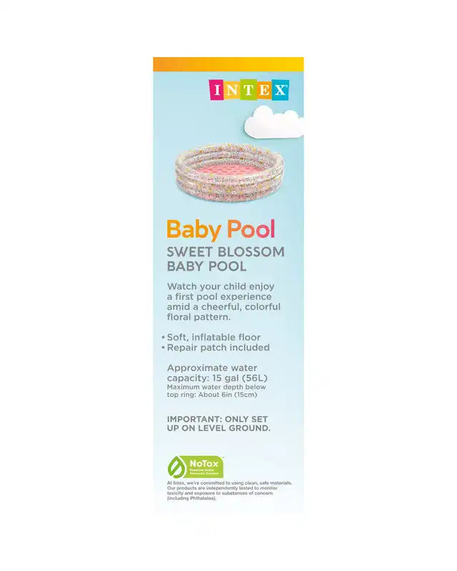 INTEX Sweet Blossom Baby Pool – Inflatable Kiddie Pool with Soft Floor (56L Capacity) - Damoo