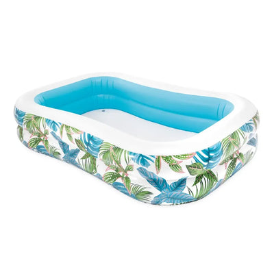 Intex Swim Center Tropical Inflatable Pool – 229cm x 152cm x 48cm, 600L Capacity with Drain Plug, Ages 3+ - Damoo