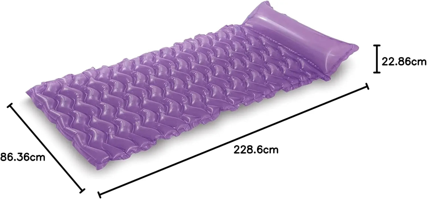 INTEX Tote-N-Float Wave Inflatable Pool Lounger with Built-In Pillow – 229 x 86 cm - Damoo