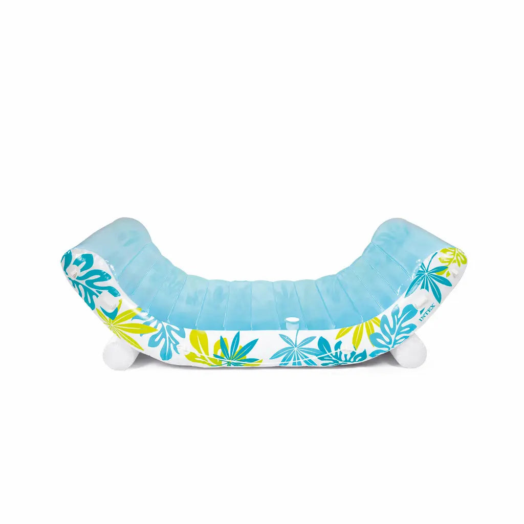 INTEX Tropical Canopy Inflatable Lounge Float – Removable Sunshade, Cup Holders, Extra Thick Vinyl & Rope Handles, 224 x 150 x 163 cm, 200 kg Capacity, For Adults - Damoo