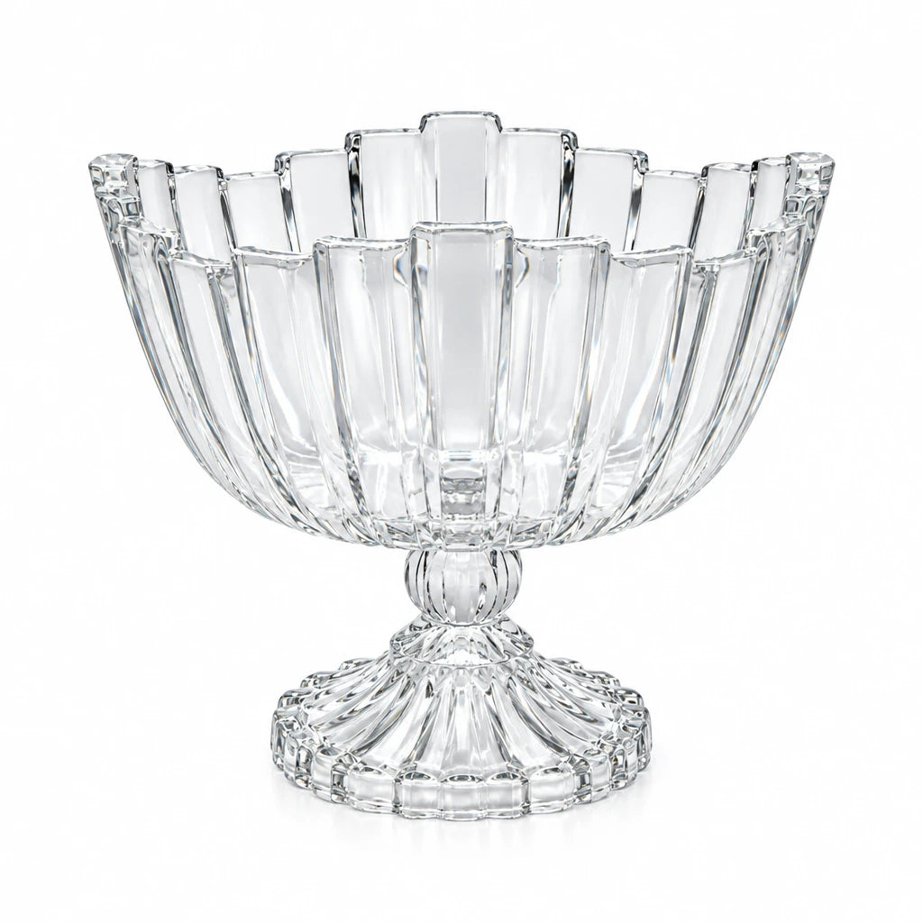Isfahan Berlin Footed Glass Bowl 982 – Large Tempered Glass Decorative Serving Bowl -Glass bowl for Fruit, Salad & Snacks - Damoo