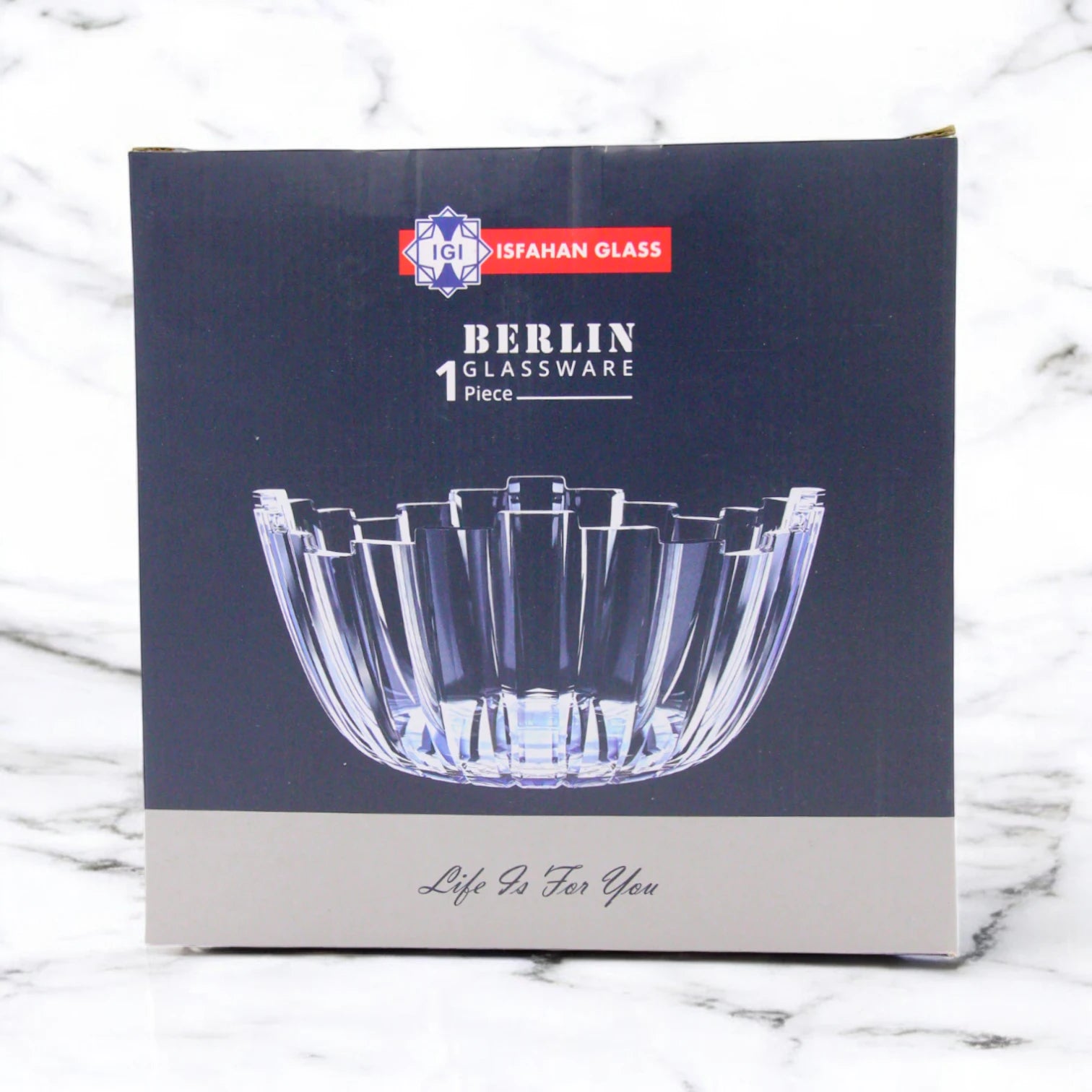 Isfahan Berlin Large Glass Bowl 981 - 1 Piece - Tempered Glass Multipurpose Serving Bowl - Elegant, Durable & Food-Safe Tableware for Home, Buffet & Events - Damoo