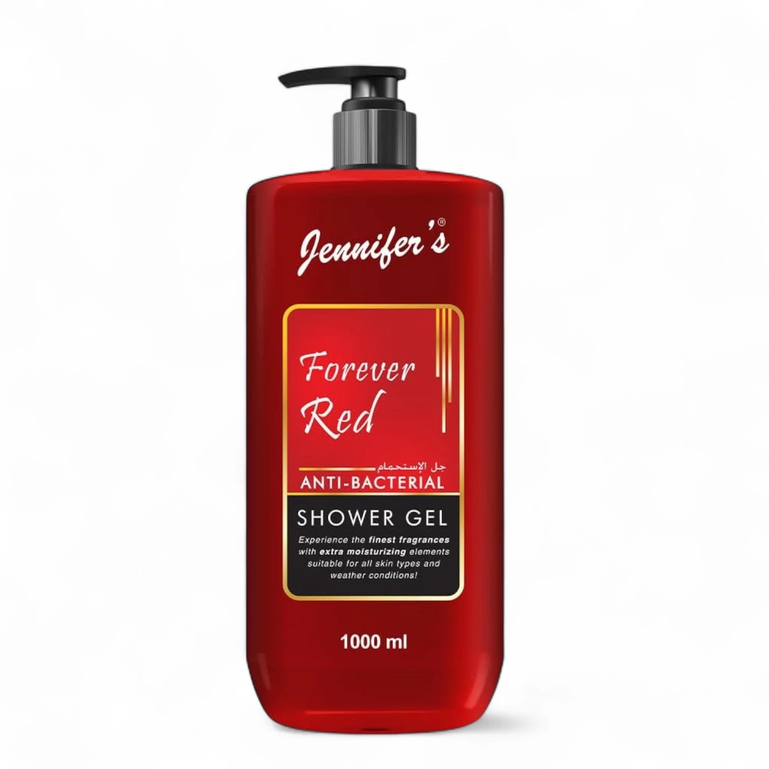 Jennifer’s Forever Red Anti-Bacterial Shower Gel – 1 Liter | Extra Moisturizing Body Wash for All Skin Types | Deep Cleanse + Hydration for All Seasons - Damoo