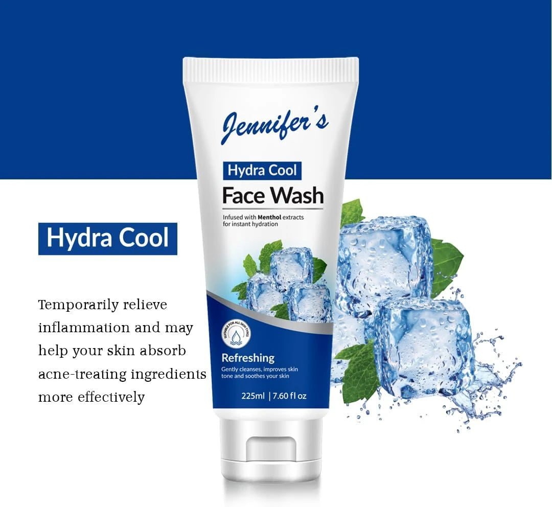 Jennifer’s Hydra Cool Mint Face Wash – 225ML | Instant Hydration with Menthol Extracts | Refreshing Cleanser for All Skin Types - Damoo