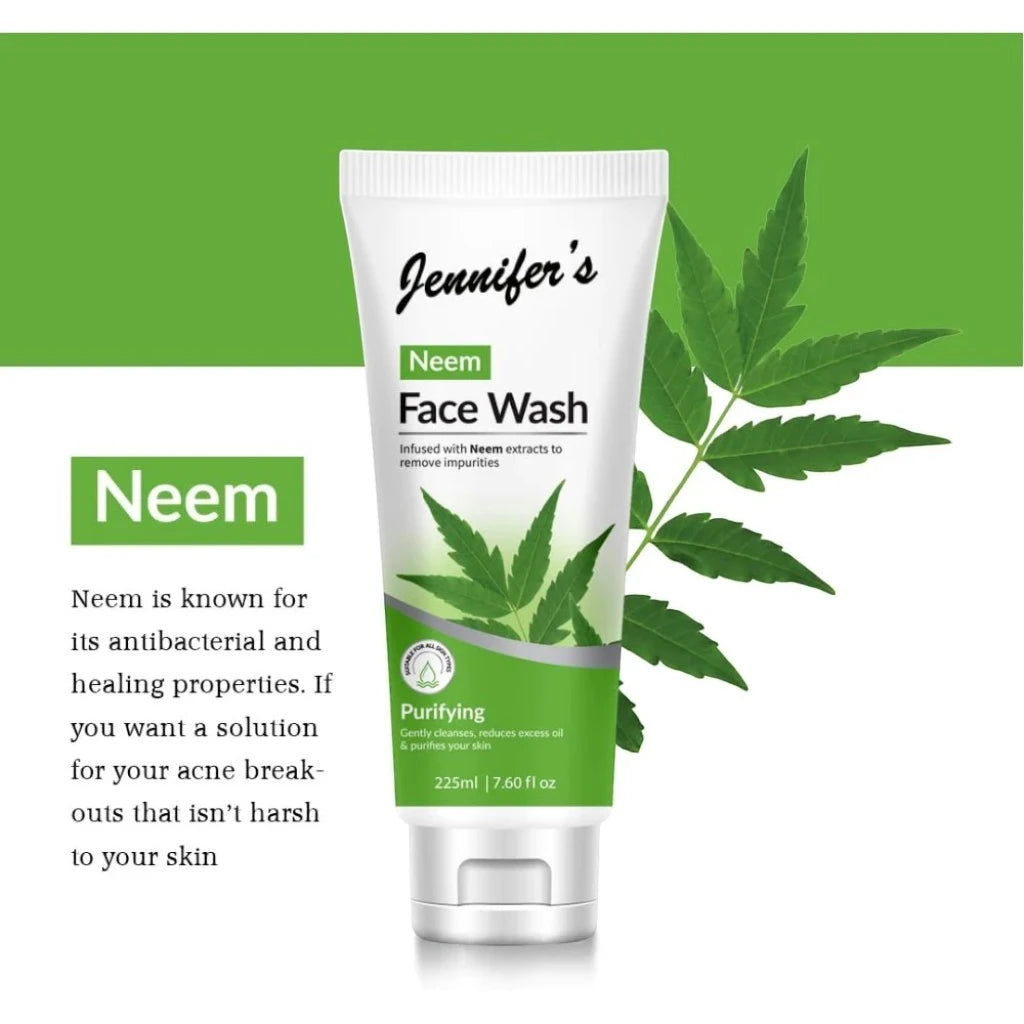 Jennifer’s Neem Face Wash 225ml – Purifying Formula for Oily & Acne-Prone Skin | Deep Cleanse, Oil Control & Clear Complexion - Damoo