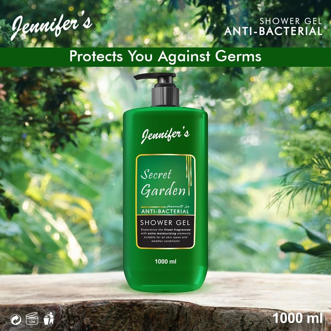 Jennifer's Secret Garden Anti-Bacterial Shower Gel – 1L (Pack of 3) | Deep Cleansing & Extra Moisturizing Body Wash | All Skin Types | Year-Round Skin Protection - Damoo