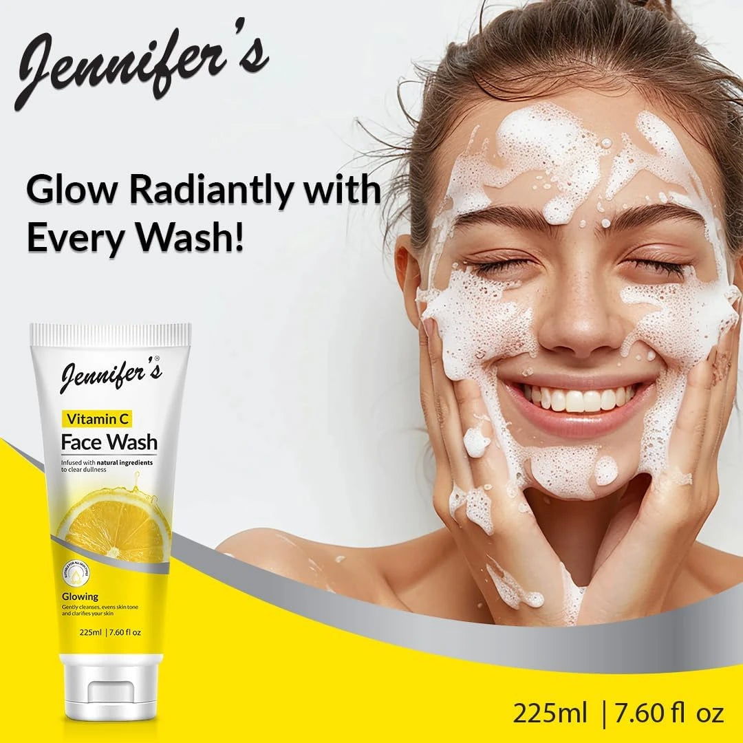Jennifer’s Vitamin C Lemon Face Wash – 225ML | Brightening Gel Cleanser for Glowing Skin & Even Tone | Natural Ingredients | All Skin Types - Damoo