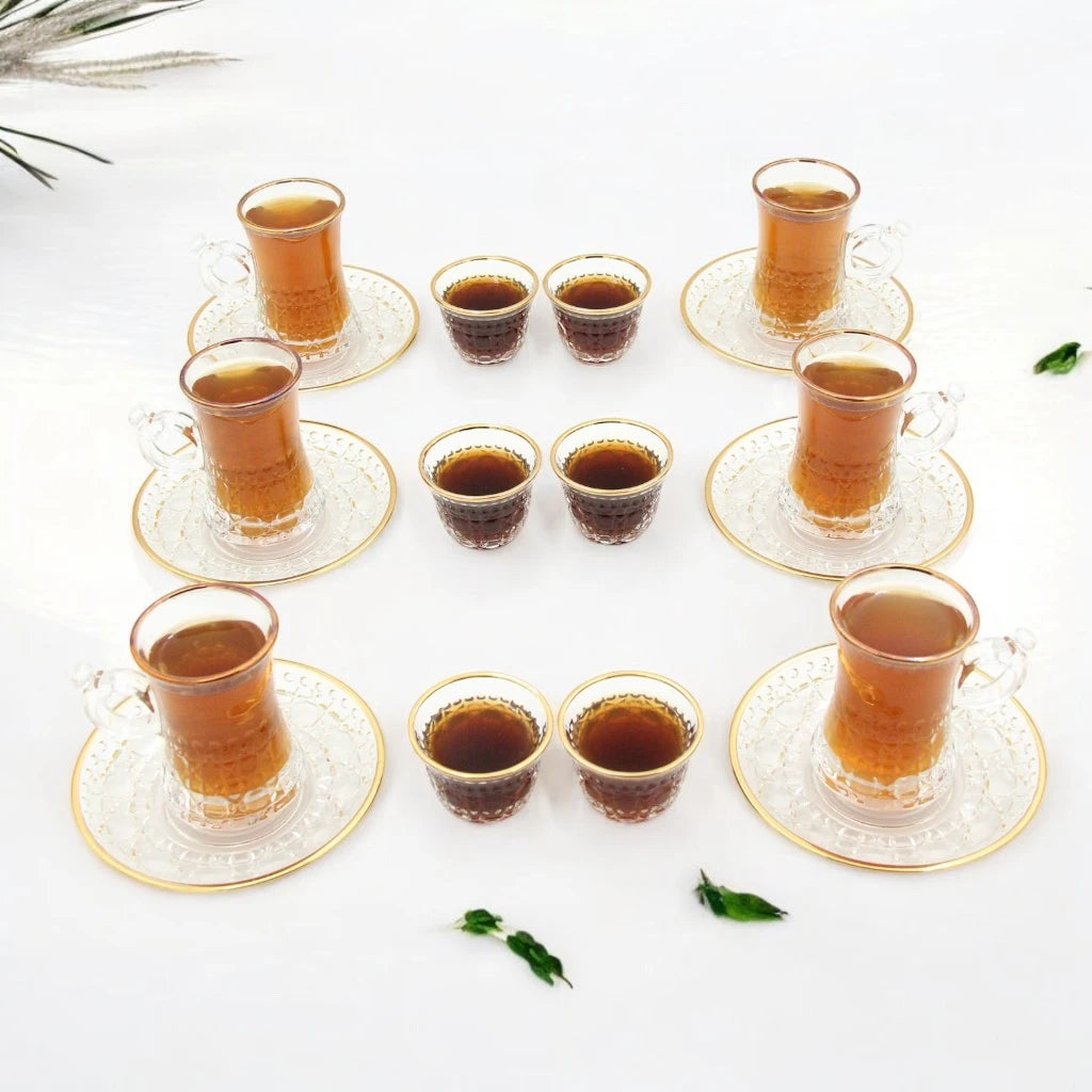 Joliano 18-Piece Elegant Tea Mug Glassware Set – Premium Quality Glass, Stylish Handle Design, Perfect for Tea – Ideal for Home, Cafés, and Special Occasions - Damoo