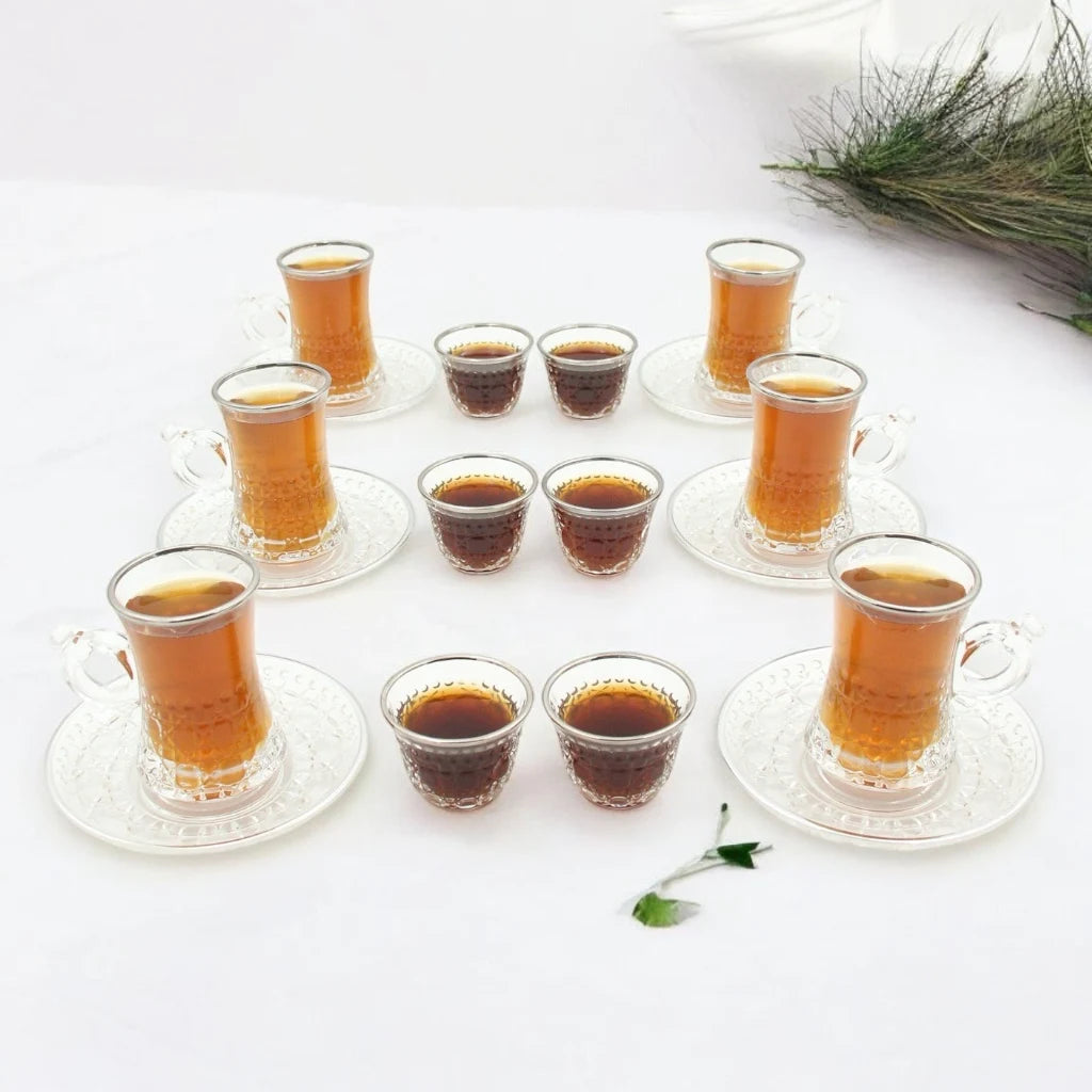 Joliano 18-Piece Elegant Tea Mug Glassware Set – Premium Quality Glass, Stylish Handle Design, Perfect for Tea – Ideal for Home, Cafés, and Special Occasions - Damoo