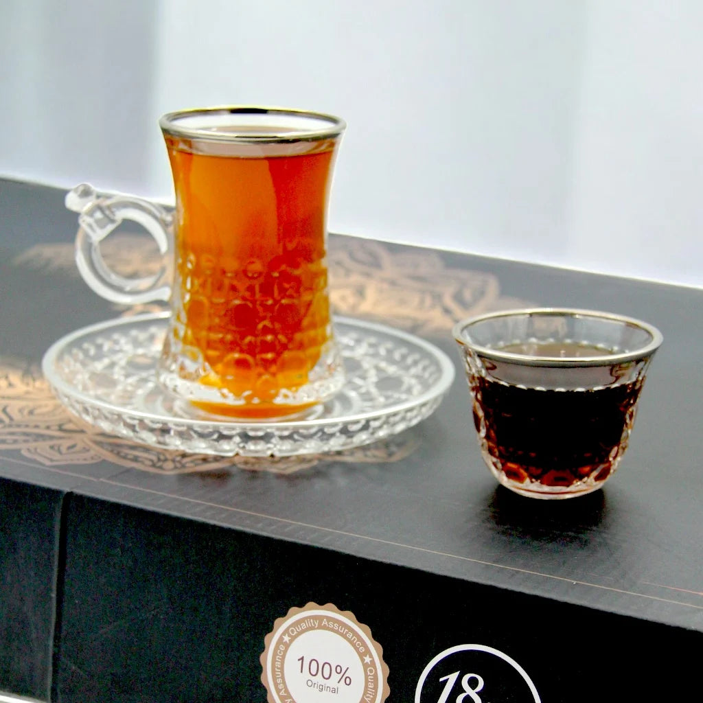 Joliano 18-Piece Elegant Tea Mug Glassware Set – Premium Quality Glass, Stylish Handle Design, Perfect for Tea – Ideal for Home, Cafés, and Special Occasions - Damoo
