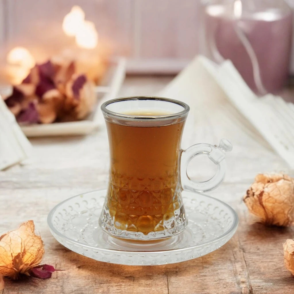 Joliano 18-Piece Elegant Tea Mug Glassware Set – Premium Quality Glass, Stylish Handle Design, Perfect for Tea – Ideal for Home, Cafés, and Special Occasions - Damoo