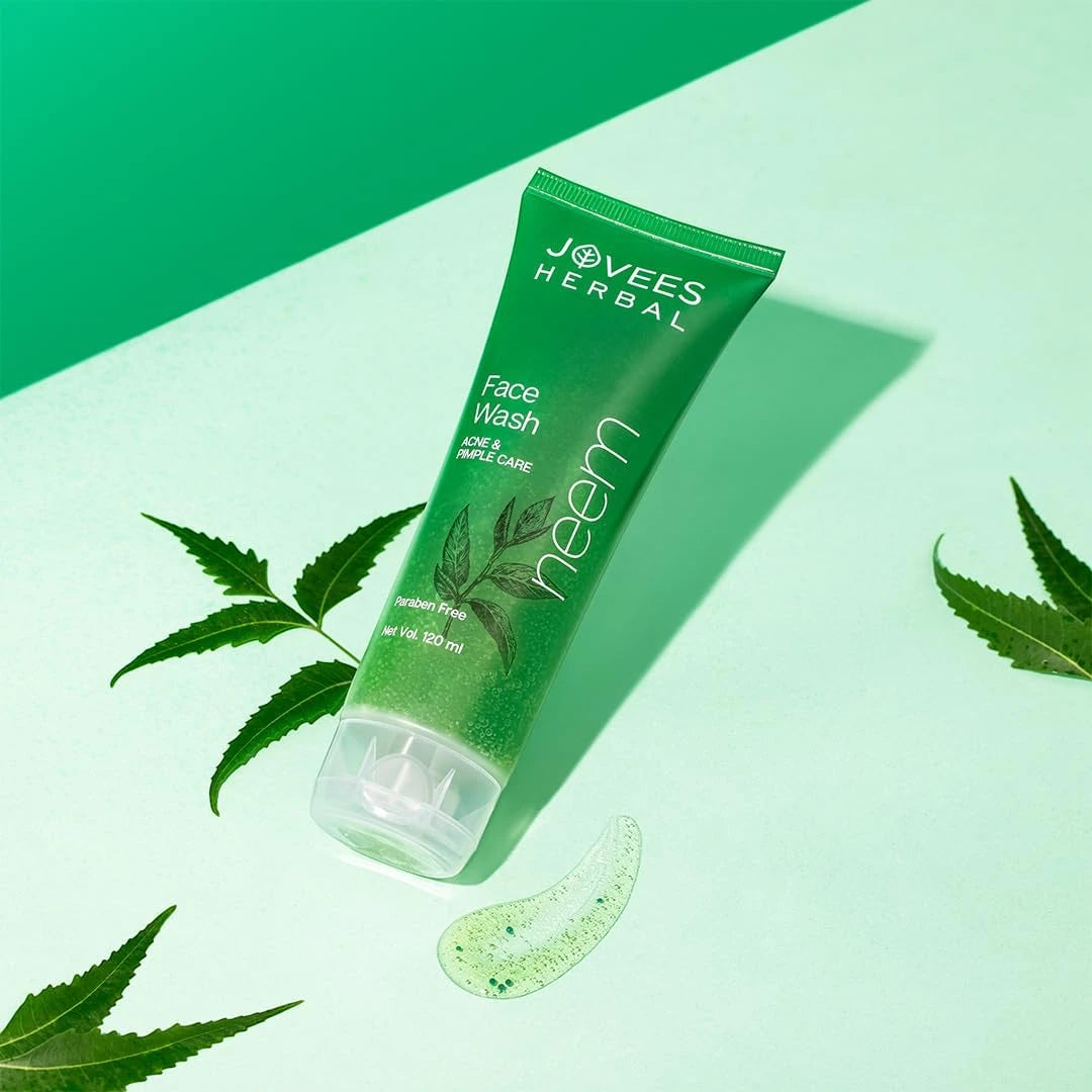 Jovees Herbal Neem Face Wash 120ml – Neem & Tea Tree Extracts | Fights Acne & Pimples | Deep Cleansing & Oil Control | For Men & Women | All Skin Types - Damoo